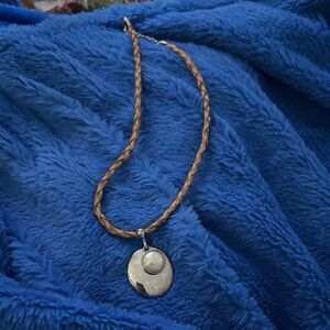 Silver and Brown Pendant Necklace